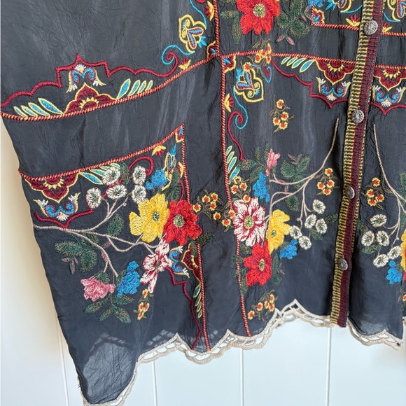 Johnny Was Floral Embroidered Women's Blouse Long Sleeve Top - Picture 2 of 9